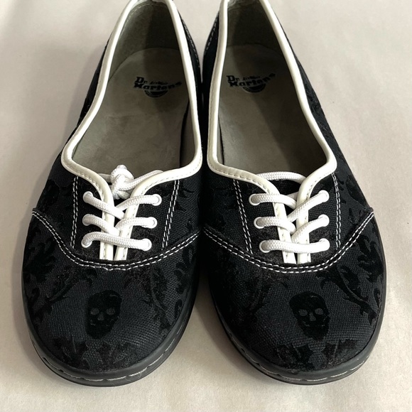 Dr. Martens Women’s Black & White Skull Shoes - Picture 2 of 11